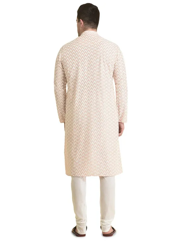 Pink_Cotton_Full_Sleeve_Regular_Fit_Chikankari_Embroidery_Kurta_For_Men
