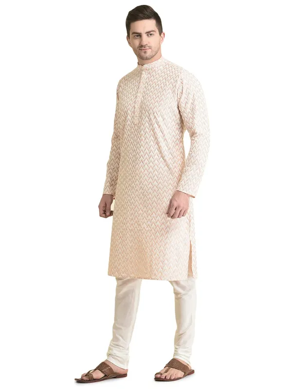 Pink_Cotton_Full_Sleeve_Regular_Fit_Chikankari_Embroidery_Kurta_For_Men