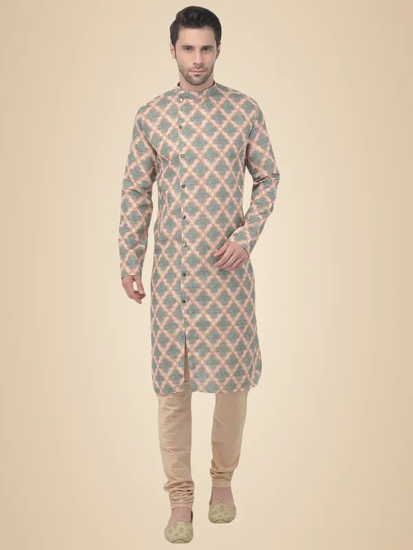 Green_Regular_Fit_Cotton_Kurta_Ͽ�_Green_Colour_Full_Sleeves_For_Men
