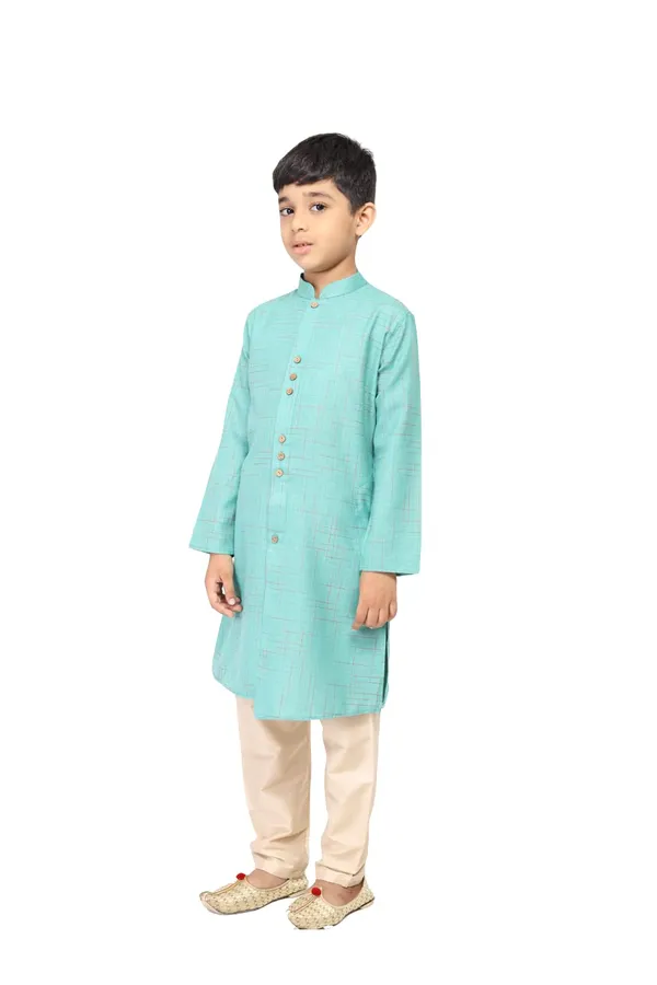 Green_Cotton_Full_Sleeve_Regular_Fit_Printed_Kurta_Churidar_For_Kids