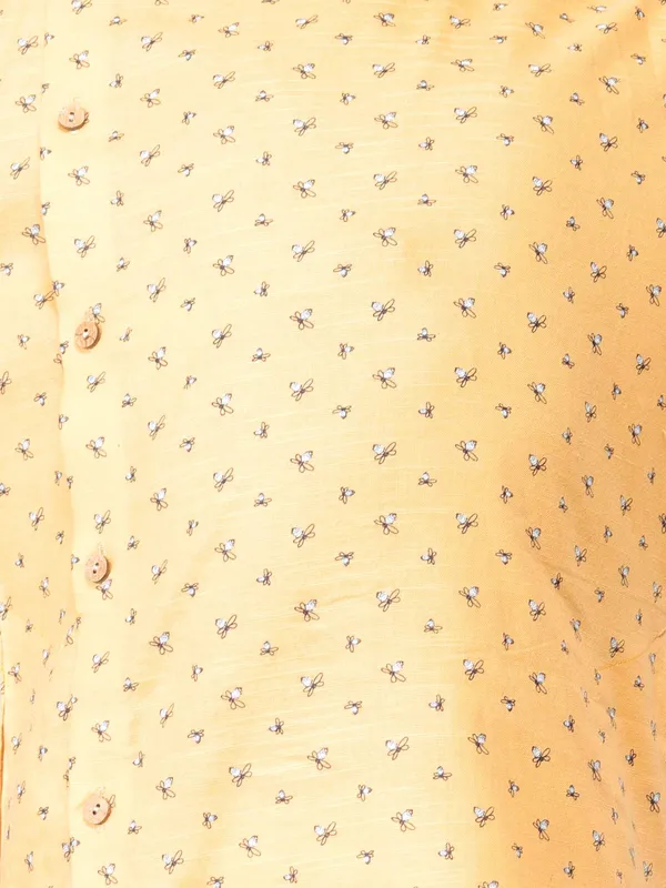 Yellow_Cotton_Full_Sleeve_Regular_Fit_Printed_Kurta_Churidar_For_Kids