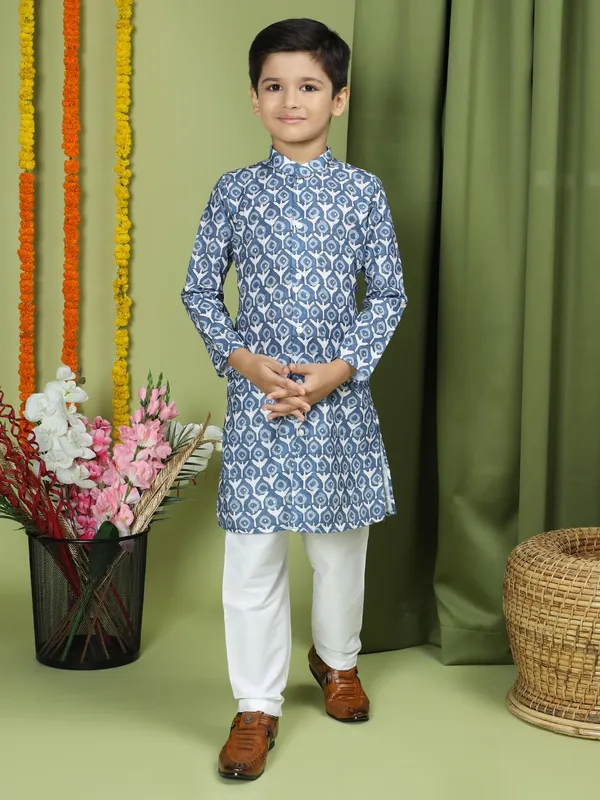 Blue_Cotton_Full_Sleeve_Regular_Fit_Printed_Blue_Kurta_For_Boy