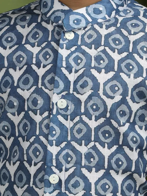 Blue_Cotton_Full_Sleeve_Regular_Fit_Printed_Blue_Kurta_For_Boy