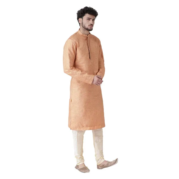 Pink_Jacquard_White_Full_Sleeve_Regular_Fit_Printed_Kurta_For_Men