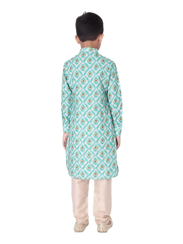 Green_Cotton_Full_Sleeve_Regular_Fit_Printed_Kurta_Churidar_For_Kids