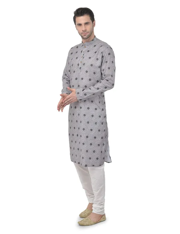 Grey_Cotton_Grey_Full_Sleeve_Regular_Printed_Kurta_For_Men