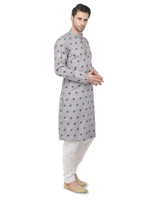 Grey_Cotton_Grey_Full_Sleeve_Regular_Printed_Kurta_For_Men