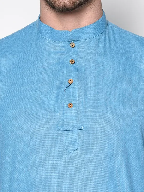 Light_Blue_Full_Sleeve_Regular_Plain_Kurta_For_Men