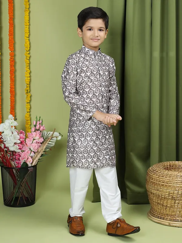 Brown_Cotton_Full_Sleeve_Regular_Fit_Printed_Brown_Kurta_For_Boy