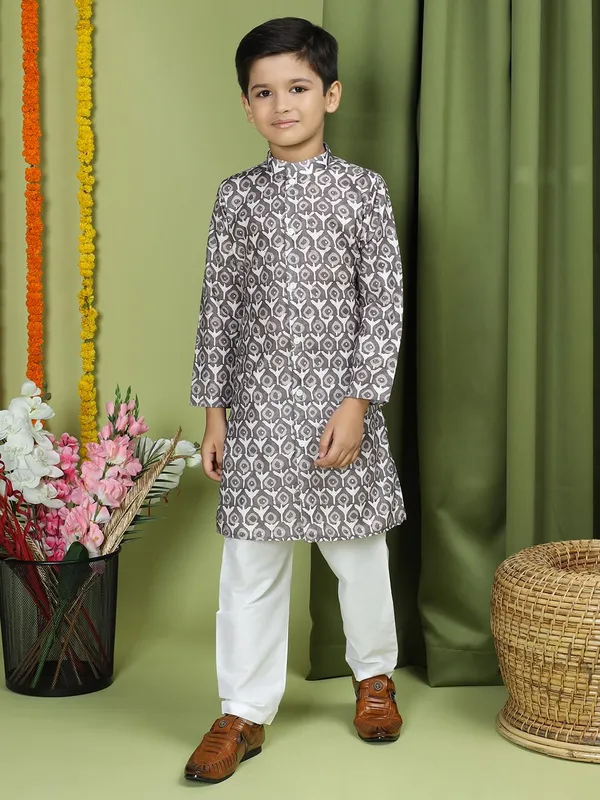 Brown_Cotton_Full_Sleeve_Regular_Fit_Printed_Brown_Kurta_For_Boy