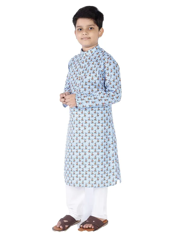 Blue_Cotton_Full_Sleeve_Regular_Fit_Printed_Kurta_For_Kids