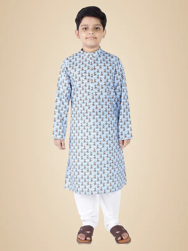 Blue_Cotton_Full_Sleeve_Regular_Fit_Printed_Kurta_For_Kids