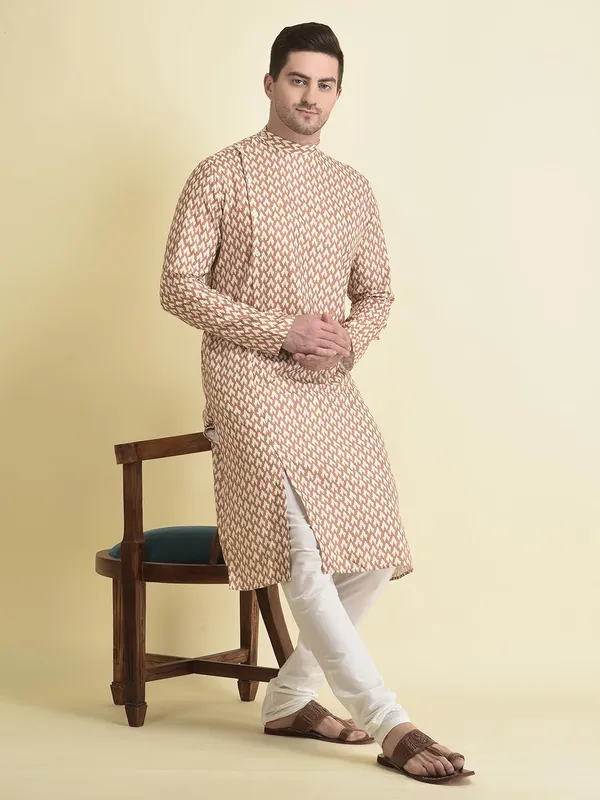 Mustard_Cotton_Mustard_Full_Sleeve_Regular_Fit_Printed_Kurta_Set_For_Men