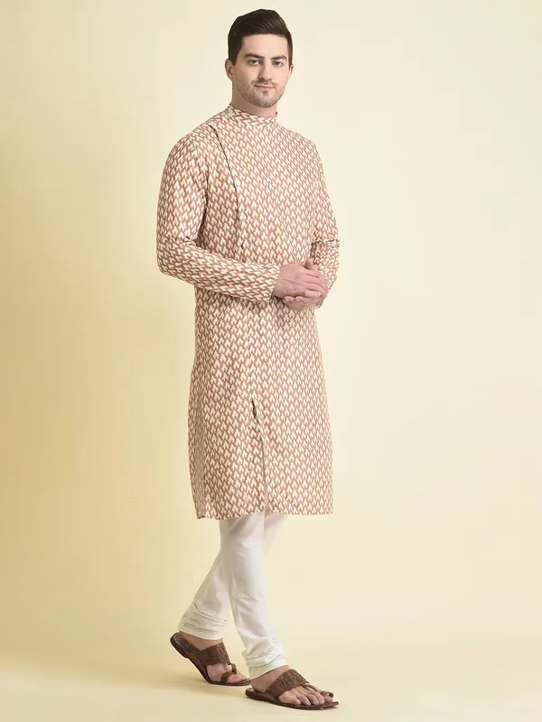 Mustard_Cotton_Mustard_Full_Sleeve_Regular_Fit_Printed_Kurta_Set_For_Men