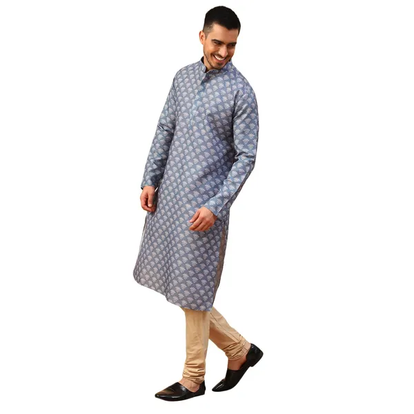 Blue_Cotton_Full_Sleeve_Regular_Fit_Printed_Kurta_For_Men