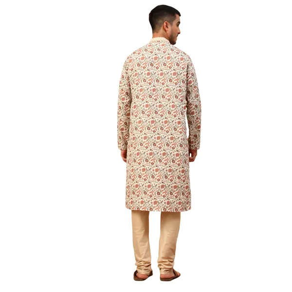 Beige_Cotton_Full_Sleeve_Regular_Fit_Printed_Kurta_For_Men