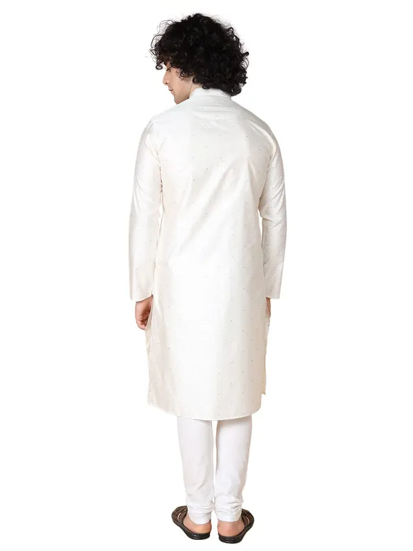 White_Cotton_White_Full_Sleeve_Regular_Fit_Dobby_Kurta_For_Men
