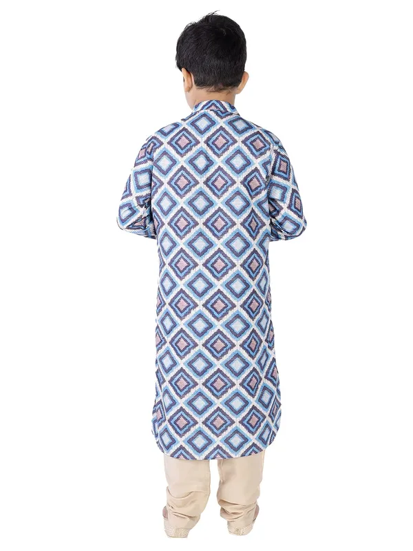 Blue_Cotton_Full_Sleeve_Regular_Fit_Printed_Kurta_Churidar_For_Kids