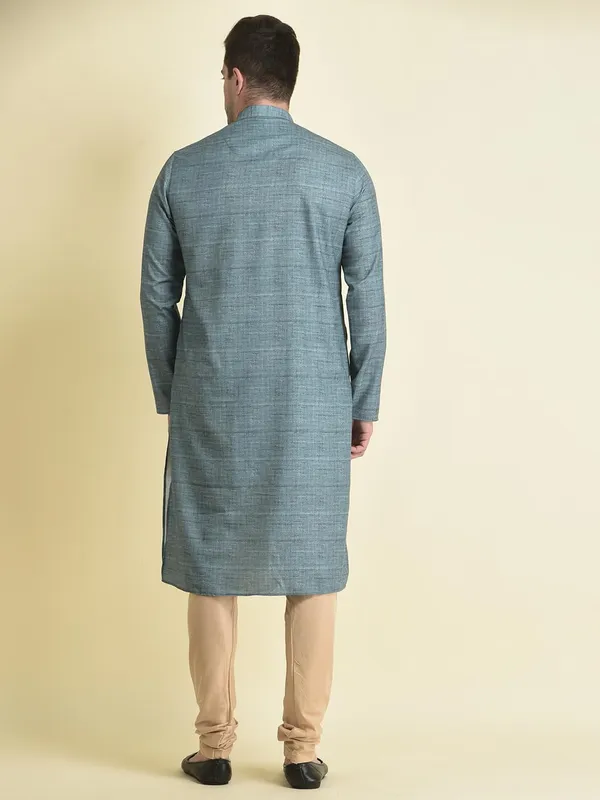 Blue_Cotton_Blue_Full_Sleeve_Regular_Fit_Printed_Kurta_Set_For_Men