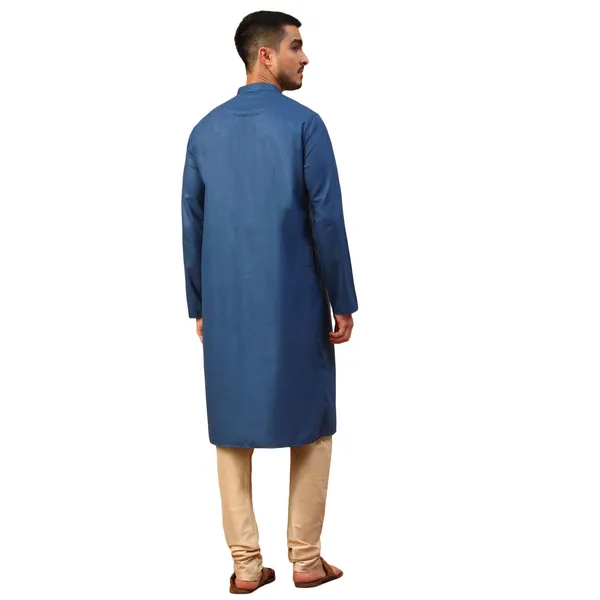 Blue_Jacquard_Full_Sleeve_Regular_Fit_Printed_Kurta_For_Men