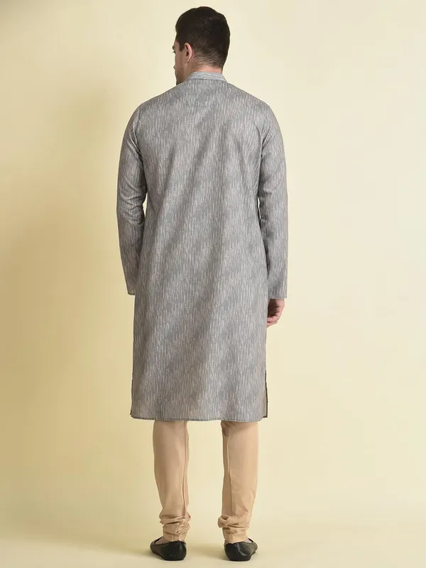 Silver_Cotton_Grey_Full_Sleeve_Regular_Fit_Printed_Kurta_Set_For_Men