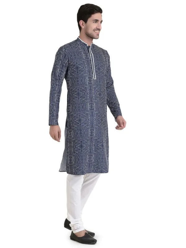Yellow_Cotton_Yellow_Full_Sleeves_Regular_Printed_Kurta_Churidar_Set_For_Men