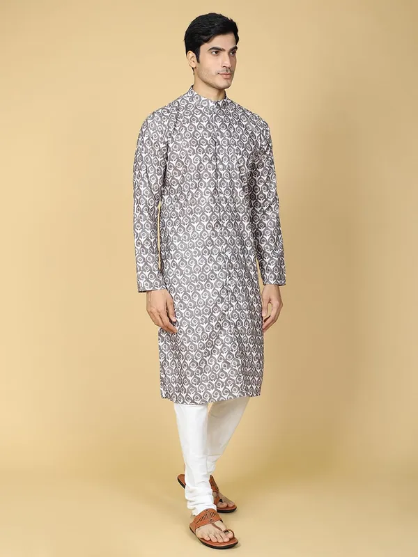 Brown_Cotton_Full_Sleeve_Regular_Fit_Printed_Kurta_For_Men