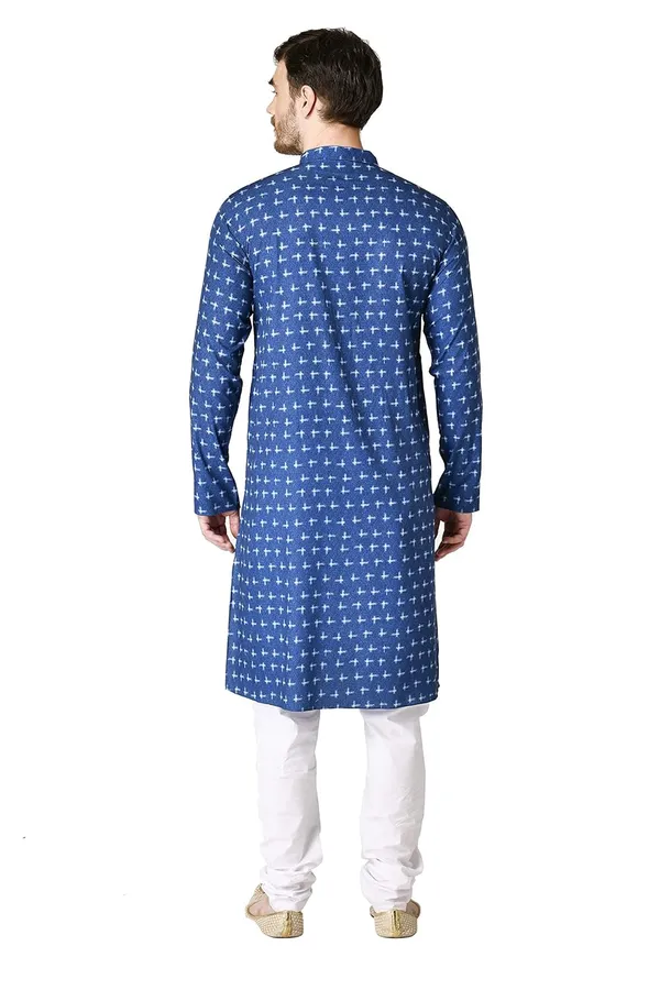 Blue_Cotton_Blue_Full_Sleeve_Regular_Printed_Kurta_For_Men