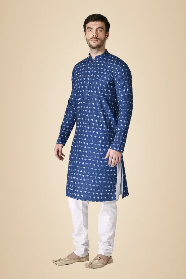 Blue_Cotton_Blue_Full_Sleeve_Regular_Printed_Kurta_For_Men