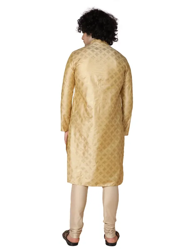Beige_Cotton_Full_Sleeve_Regular_Fit_Printed_Kurta_For_Men