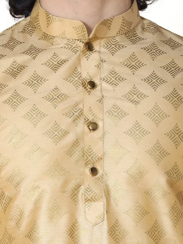 Beige_Cotton_Full_Sleeve_Regular_Fit_Printed_Kurta_For_Men