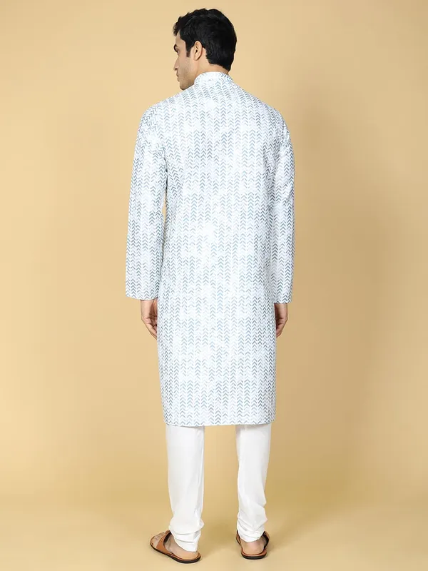 White_Cotton_Full_Sleeve_Regular_Fit_Printed_Kurta_For_Men