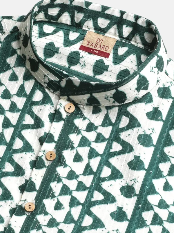 Green_Cotton_Full_Sleeve_Regular_Fit_Printed_Kurta_For_Men
