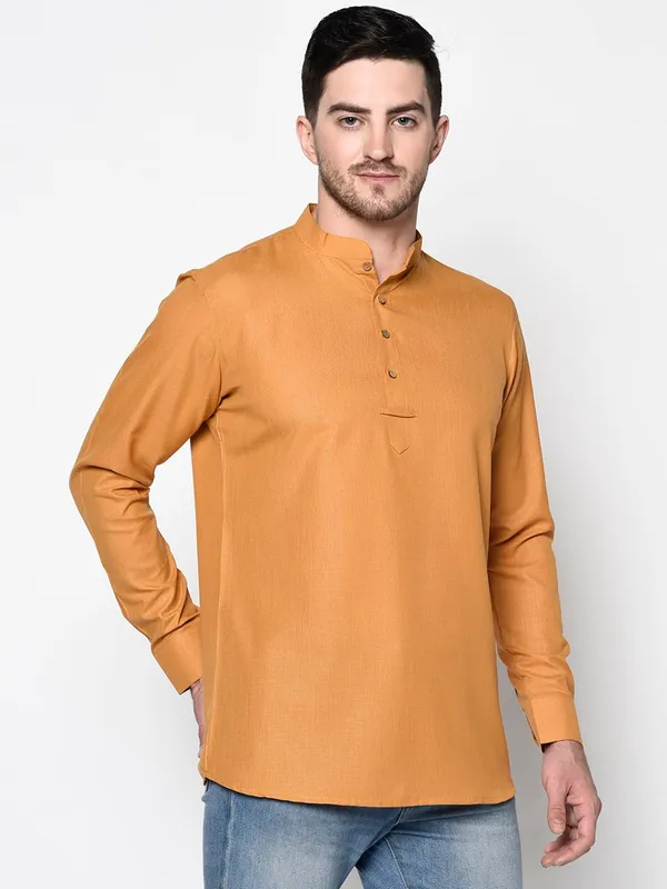 Light_Yellow_Full_Sleeve_Regular_Plain_Kurta_For_Men