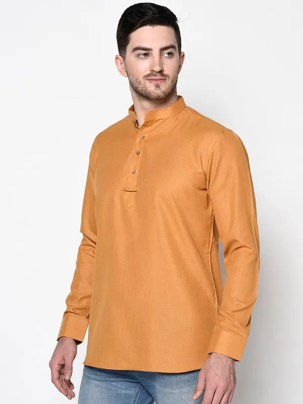 Light_Yellow_Full_Sleeve_Regular_Plain_Kurta_For_Men