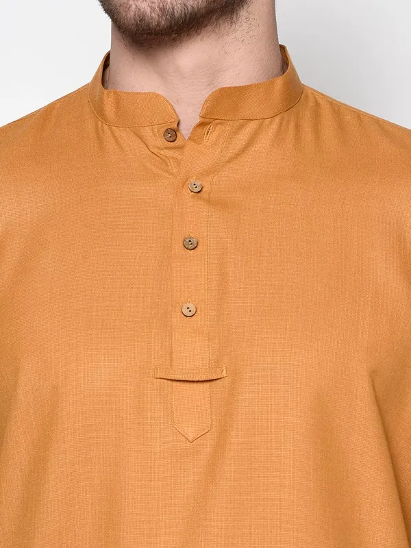 Light_Yellow_Full_Sleeve_Regular_Plain_Kurta_For_Men