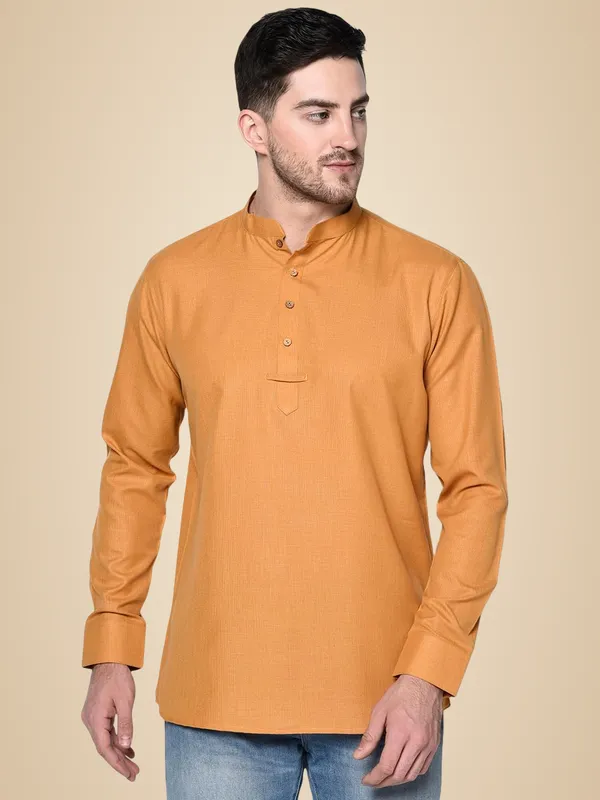 Light_Yellow_Full_Sleeve_Regular_Plain_Kurta_For_Men