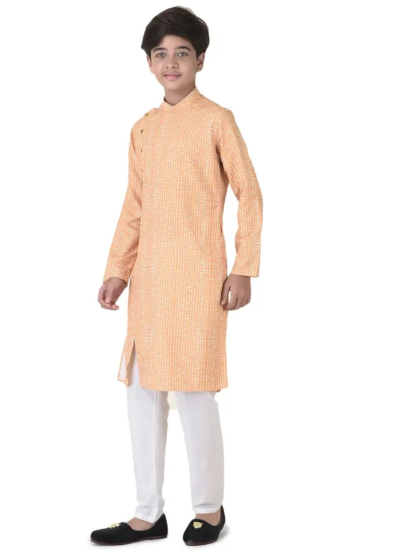 Yellow_Cotton_Full_Sleeve_Regular_Printed_Kurta_For_Kids