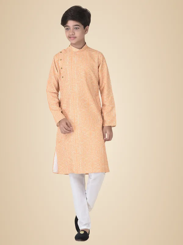 Yellow_Cotton_Full_Sleeve_Regular_Printed_Kurta_For_Kids