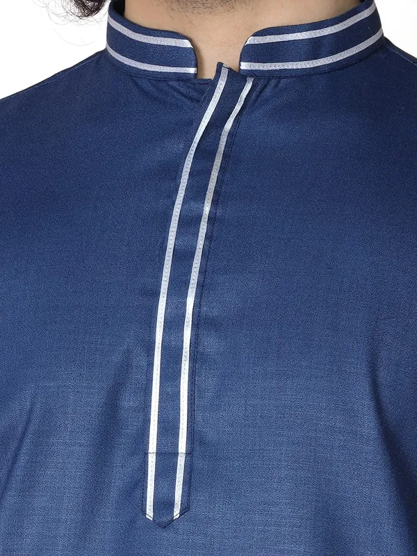 Blue_Cotton_Full_Sleeve_Regular_Fit_Plain_Kurta_For_Men