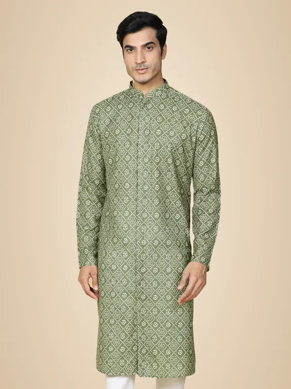 Grey_Cotton_Full_Sleeve_Regular_Fit_Printed_Kurta_For_Men