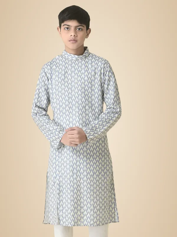 Grey_Cotton_Full_Sleeve_Regular_Printed_Kurta_For_Kids