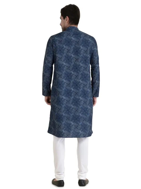 Blue_Cotton_Green_Full_Sleeves_Regular_Printed_Kurta_Churidar_Set_For_Men