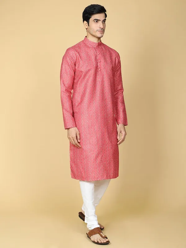 Red_Cotton_Full_Sleeve_Regular_Fit_Printed_Kurta_For_Men
