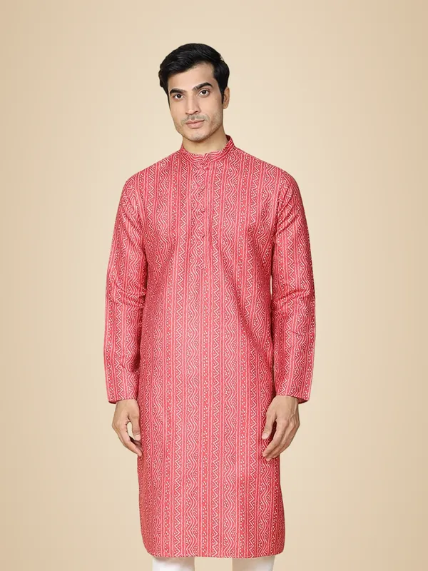 Red_Cotton_Full_Sleeve_Regular_Fit_Printed_Kurta_For_Men