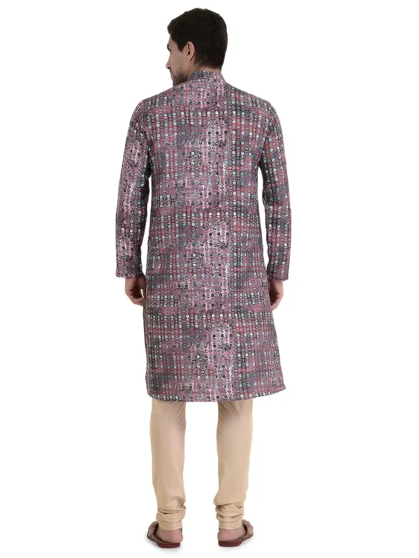 Deep_Maroon_Cotton_Peach_Full_Sleeve_Regular_Fit_Printed_Kurta_For_Men