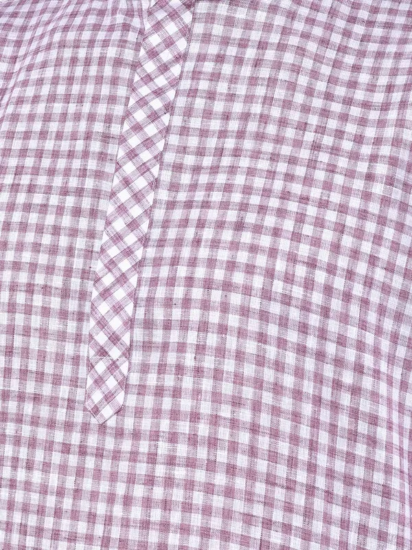 Blue_Cotton_Linen_Full_Sleeves_Regular_Checks_Kurta_Churidar_Set_For_Men