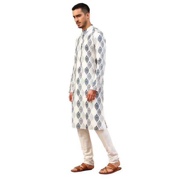 Beige_Cream_Cotton_Full_Sleeve_Regular_Fit_Printed_Kurta_For_Men