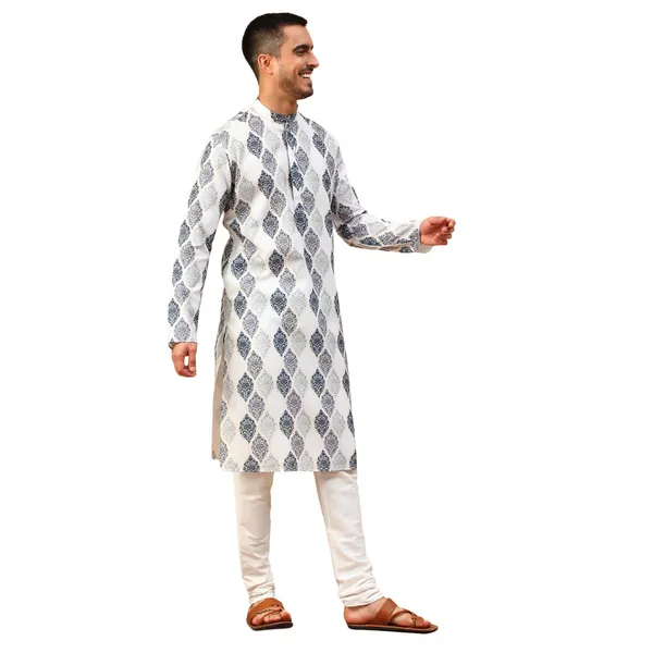 Beige_Cream_Cotton_Full_Sleeve_Regular_Fit_Printed_Kurta_For_Men