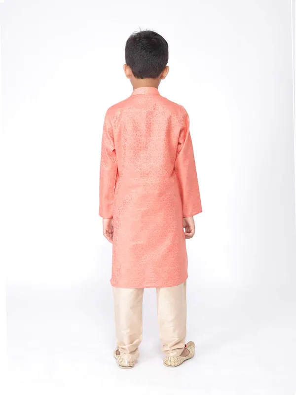 Pink_Jacquard_Full_Sleeve_Regular_Printed_Kurta_For_Kids